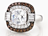 White And Brown Cubic Zirconia Rhodium Over Sterling Silver Ring. 4.43ctw  (2.95ctw DEW)
