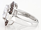 White And Brown Cubic Zirconia Rhodium Over Sterling Silver Ring. 4.43ctw (2.95ctw DEW)