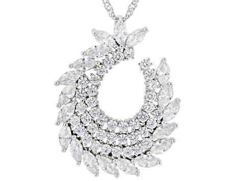 Cubic Zirconia Rhodium Over Sterling Silver Pendant With Chain (3.83ctw DEW)