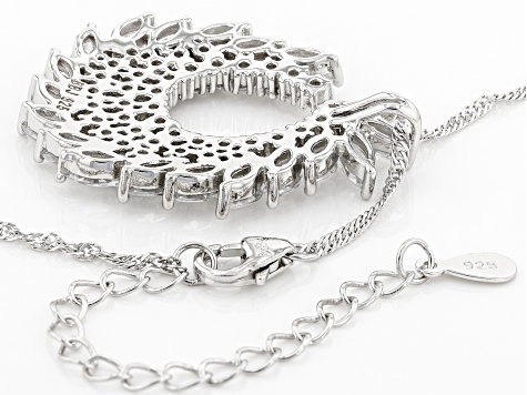 Cubic Zirconia Rhodium Over Sterling Silver Pendant With Chain (3.83ctw DEW)