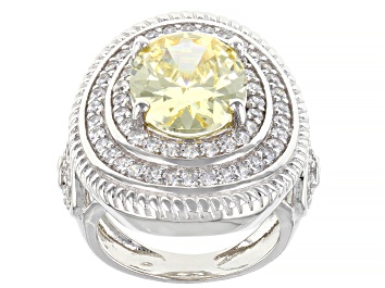 Picture of Yellow and White Cubic Zirconia Rhodium Over Sterling Silver Ring     (6.19ctw DEW)