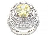 Yellow and White Cubic Zirconia Rhodium Over Sterling Silver Ring     (6.19ctw DEW)