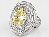 Yellow and White Cubic Zirconia Rhodium Over Sterling Silver Ring     (6.19ctw DEW)