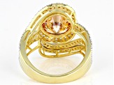 Champagne and White Cubic Zirconia 18k Yellow Gold Over Sterling Silver Ring (4.75ctw DEW)