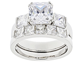Picture of Cubic Zirconia Rhodium Over Silver Ring and Band 4.16ctw  (2.96 DEW)