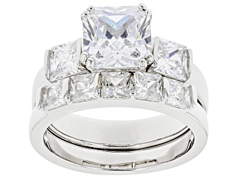 Cubic Zirconia Rhodium Over Silver Ring and Band 4.16ctw  (2.96 DEW)