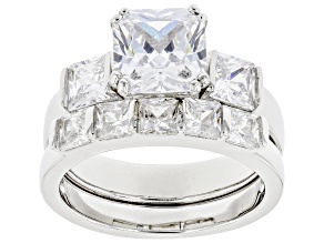 Cubic Zirconia Rhodium Over Silver Ring and Band 4.16ctw  (2.96 DEW)