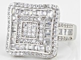 White Cubic Zirconia Rhodium Over Sterling Silver Ring 2.83ctw