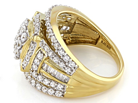 White Cubic Zirconia 18K Yellow Gold Over Sterling Silver