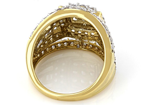 White Cubic Zirconia 18K Yellow Gold Over Sterling Silver