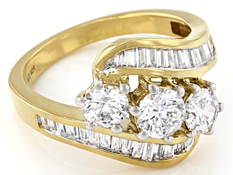 White Cubic Zirconia 18K Yellow Gold Over Sterling Silver Ring 2.80ctw