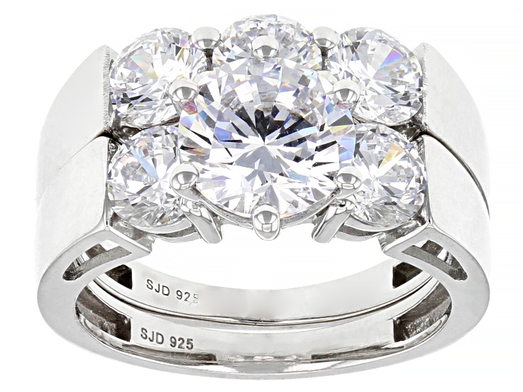 White Cubic Zirconia Platinum Over Sterling Silver Ring With