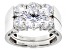 White Cubic Zirconia Platinum Over Sterling Silver Ring With Band 7.50ctw