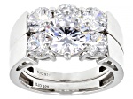 White Cubic Zirconia Platinum Over Sterling Silver Ring With Band 7.50ctw