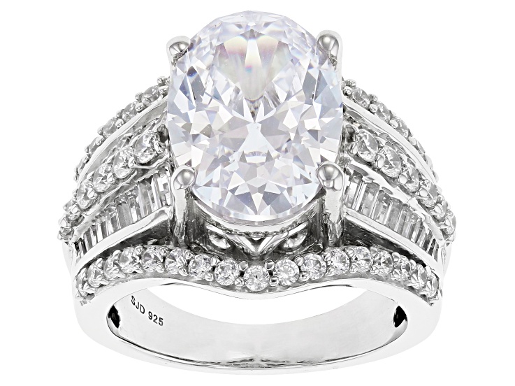 White Cubic Zirconia Platinum Over Sterling Silver Ring