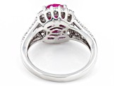 Lab Created Pink Sapphire And White Cubic Zirconia Rhodium Over Sterling Silver Ring 3.47ctw