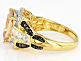 Champagne, Mocha, And White Cubic Zirconia 18K Yellow Gold Over Sterling Silver Ring 7.59ctw