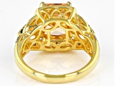 Champagne, Mocha, And White Cubic Zirconia 18K Yellow Gold Over Sterling Silver Ring 7.59ctw