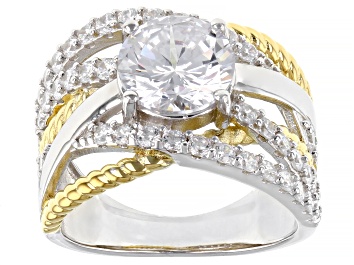 Picture of White Cubic Zirconia Rhodium And 18k Yellow Gold Over Sterling Silver Ring (3.19ctw DEW)