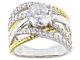 White Cubic Zirconia Rhodium And 18k Yellow Gold Over Sterling Silver Ring (3.19ctw DEW)