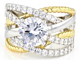 White Cubic Zirconia Rhodium And 18k Yellow Gold Over Sterling Silver Ring (3.19ctw DEW)