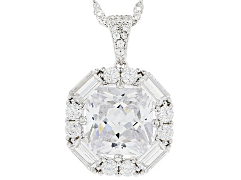 White Cubic Zirconia Rhodium Over Sterling Silver Pendant With Chain 11.90ctw