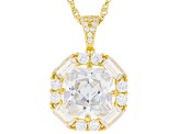 White Cubic Zirconia 18K Yellow Gold Over Sterling Silver Pendant With Chain 11.90ctw