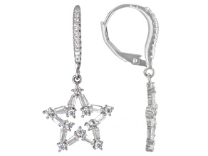 White Cubic Zirconia Rhodium Over Sterling Silver Star Earrings 1.62ctw