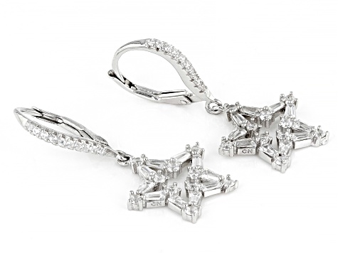 White Cubic Zirconia Rhodium Over Sterling Silver Star Earrings 1.62ctw