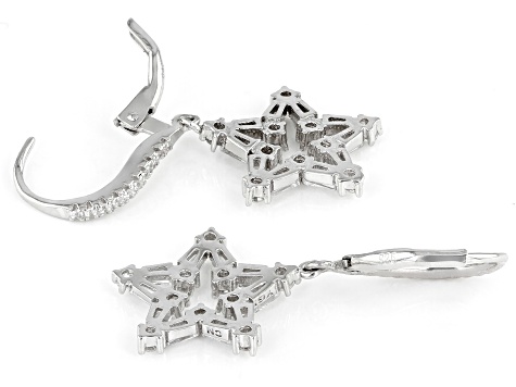 White Cubic Zirconia Rhodium Over Sterling Silver Star Earrings 1.62ctw