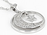 White Cubic Zirconia Rhodium Over Sterling Silver Celestial Pendant With Chain 0.35ctw