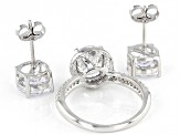 White Cubic Zirconia Rhodium Over Sterling Silver Ring And Earring Set 11.52ctw