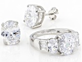 White Cubic Zirconia Rhodium Over Sterling Silver Ring And Earring Set 13.02ctw