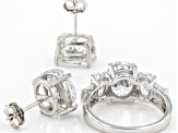 White Cubic Zirconia Rhodium Over Sterling Silver Ring And Earring Set 13.02ctw