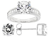 White Cubic Zirconia Rhodium Over Sterling Silver Ring And Earring Set 10.37ctw