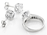 White Cubic Zirconia Rhodium Over Sterling Silver Ring And Earring Set 10.37ctw