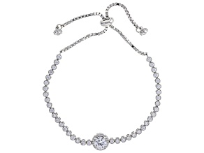 White Cubic Zirconia Rhodium Over Sterling Silver Adjustable Bracelet 3.95ctw