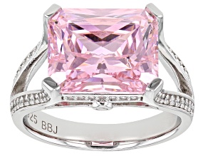Pink and White Cubic Zirconia Rhodium Over Silver Ring (6.35ctw DEW)