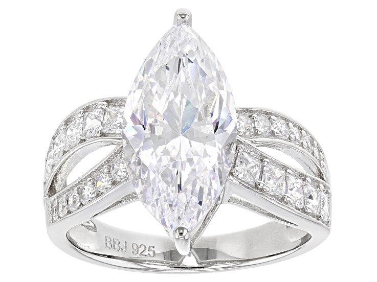 White Cubic Zirconia Rhodium Over Silver Ring (4.58ctw DEW)