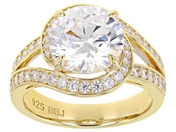 Picture of White Cubic Zirconia 18k Yellow Gold Over Silver Ring (4.55ctw DEW)
