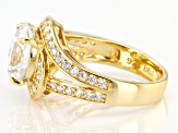 White Cubic Zirconia 18k Yellow Gold Over Silver Ring (4.55ctw DEW)