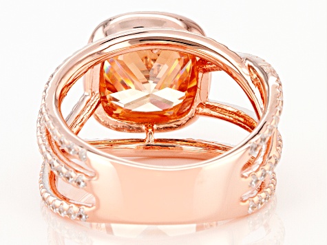 Champagne and White Cubic Zirconia 18k Rose Gold Over Silver Ring (4.72ctw DEW)
