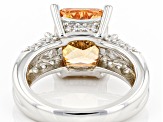 Champagne And White Cubic Zirconia Rhodium Over Sterling Silver Ring 7.58ctw