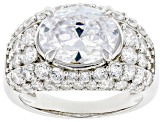 White Cubic Zirconia Rhodium Over Sterling Silver Ring 6.94ctw