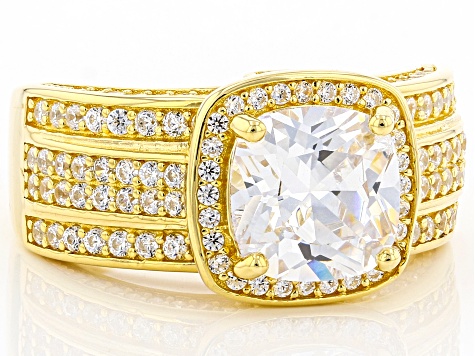 White Cubic Zirconia 18K Yellow Gold Over Sterling Silver Ring 5.67ctw