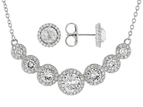 White Cubic Zirconia Rhodium Over Sterling Silver Jewelry Set (4.97ctw DEW) - BJH188 - Vimarsana News