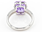 Lavender and White Cubic Zirconia Rhodium Over Silver Ring  (6.03ctw DEW)