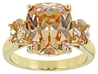 Champagne Cubic Zirconia 18k Yellow Gold Over Silver Ring (6.64ctw DEW)