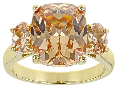 Champagne Cubic Zirconia 18k Yellow Gold Over Silver Ring (6.64ctw DEW)