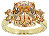 Champagne Cubic Zirconia 18k Yellow Gold Over Silver Ring (6.64ctw DEW)